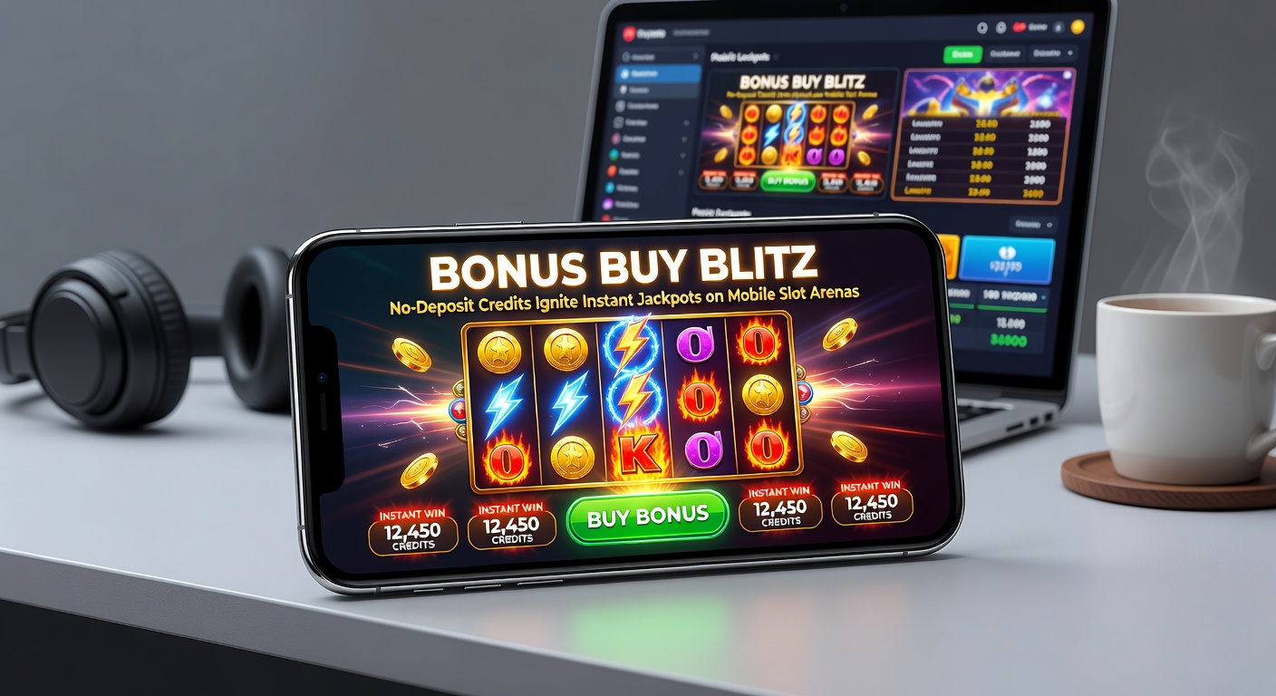 Vibrant mobile slot screen showing bonus buy activation leading to a cascading jackpot win amid colorful reels and credit bursts