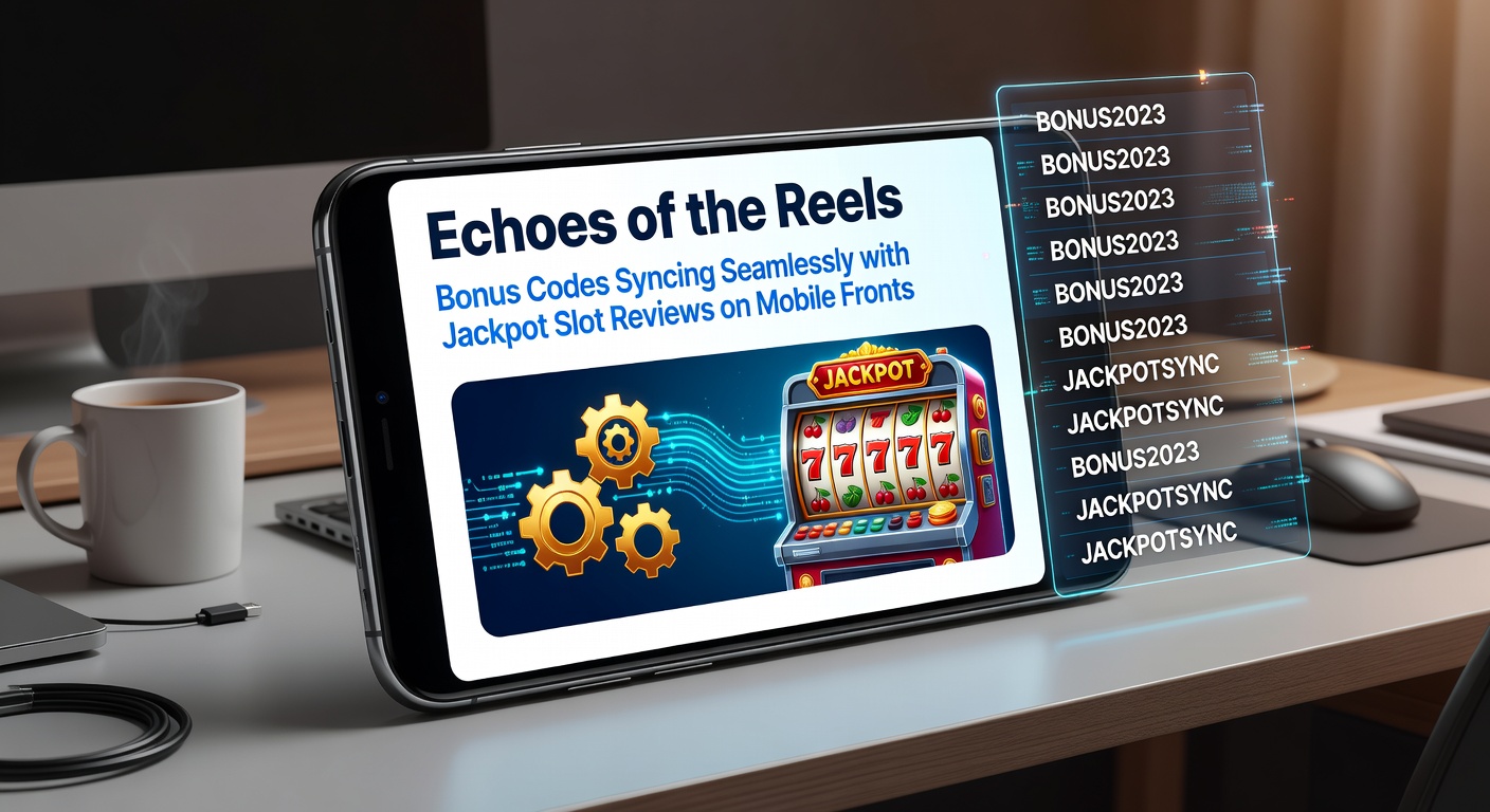 Vibrant mobile screen displaying synced bonus code activation on a jackpot slot review interface, highlighting seamless integration and glowing reels
