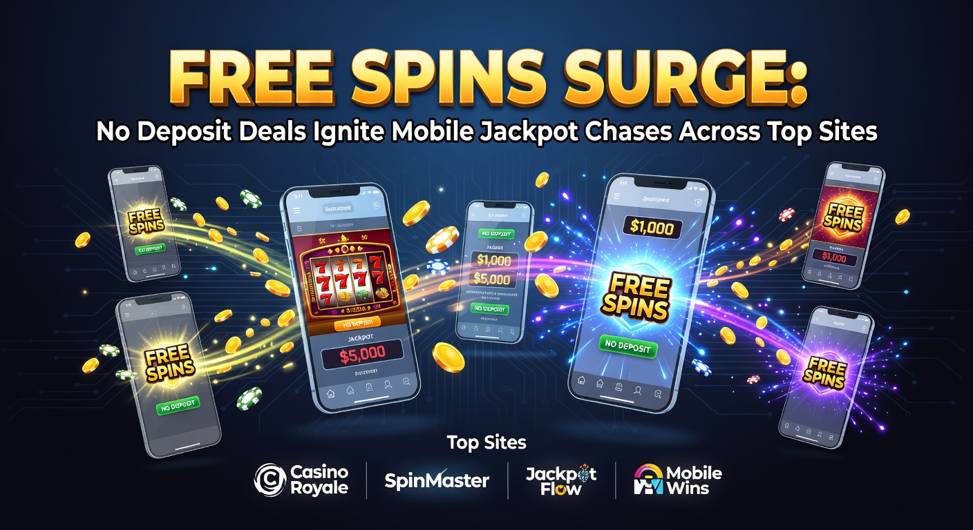 Close-up of a jackpot wheel spinning wildly on a mobile casino interface, surrounded by free spins icons and bonus notifications