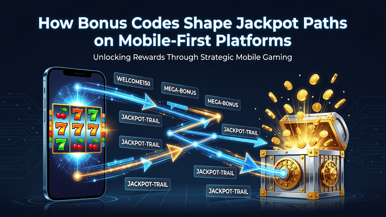 Mobile casino screen displaying bonus code activation and jackpot progress indicators on a smartphone interface