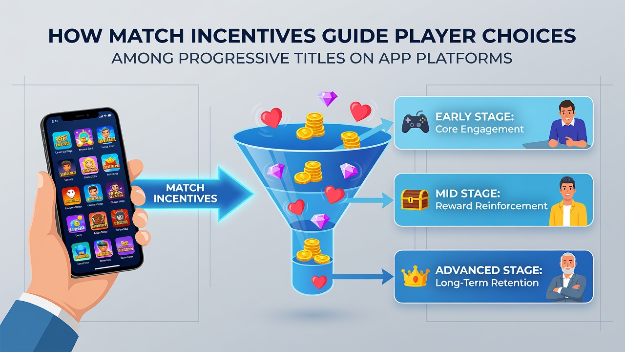 Players engaging with progressive jackpot slots on tablets and smartphones with bonus match indicators visible