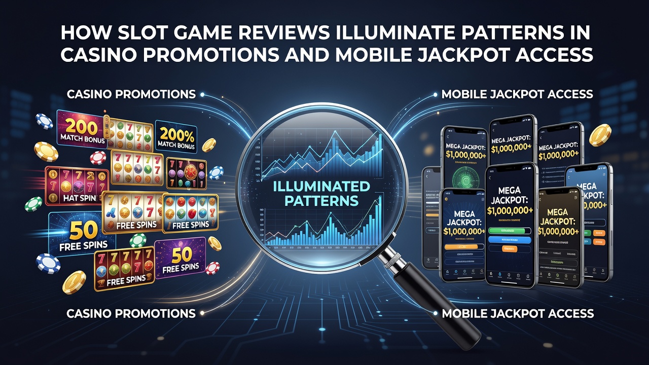 Slot game review analysis showing bonus patterns and mobile jackpot trends on various casino platforms