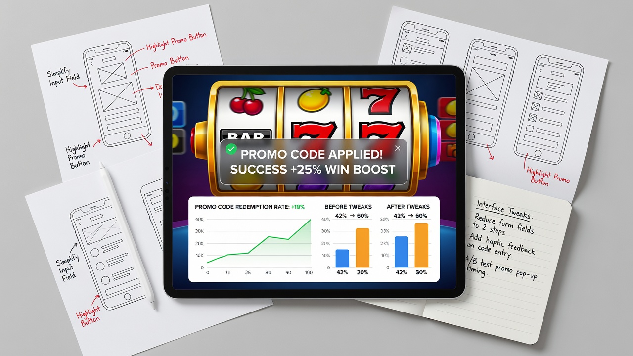 Mobile app interface showing prominent promotional code entry field in a digital reel game