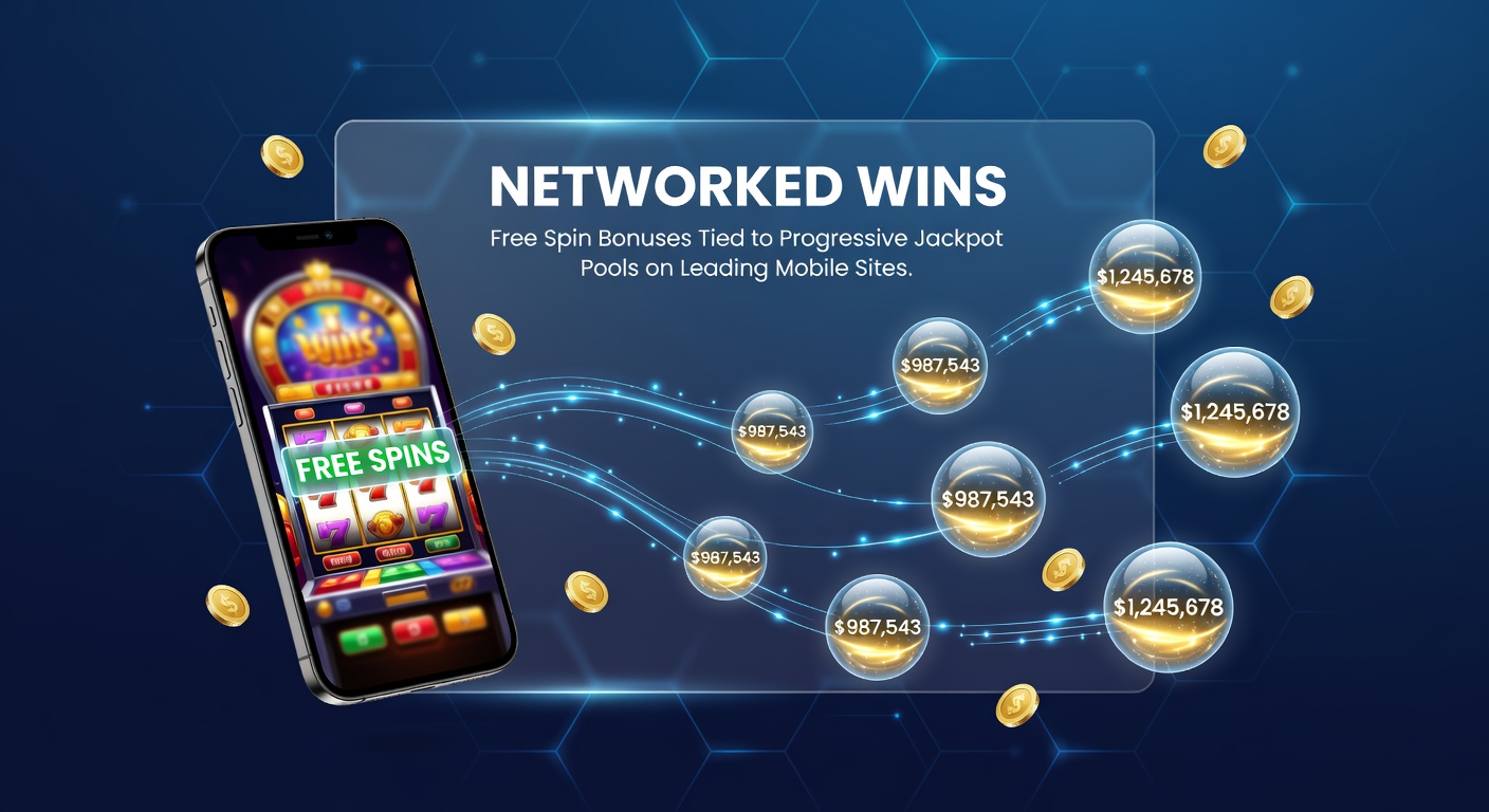 Mobile screen displaying a progressive jackpot slot game with free spin bonus activation and networked pool counter ticking upward