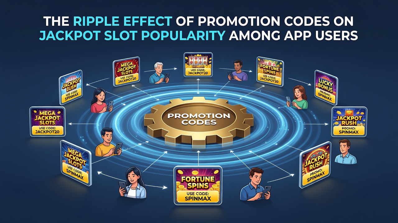Mobile app users engaging with jackpot slot games after applying promotion codes