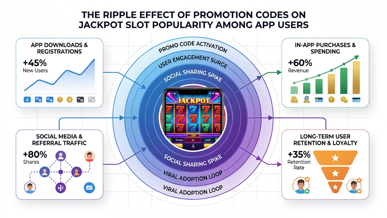 Analytics dashboard displaying increased jackpot slot activity following promotion code campaigns