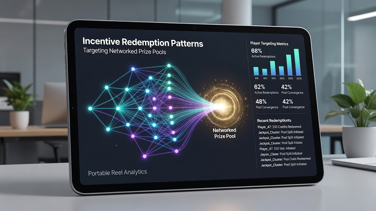 Analytics dashboard displaying redemption patterns and jackpot pool interactions on mobile reel platforms