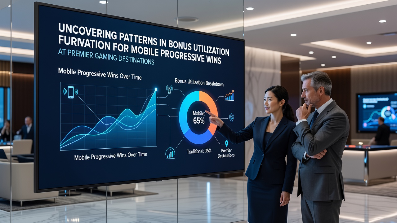 Data visualization of bonus utilization patterns on mobile devices for progressive slot wins